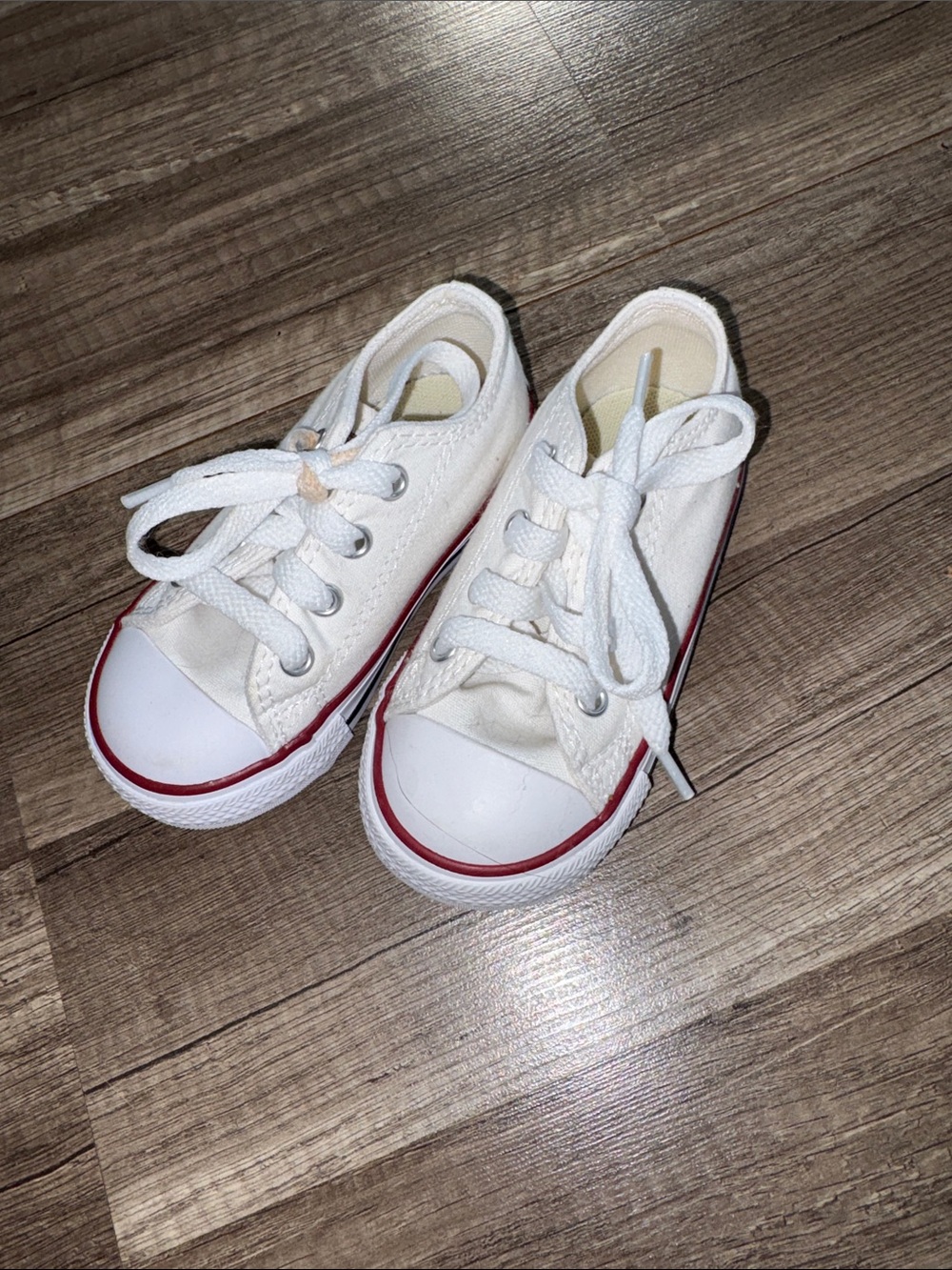 Converse Kids White Canvas Sneakers with Red Accents